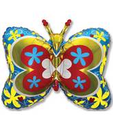 35" Blue Deco Butterfly