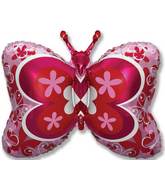35" Fuchsia Deco Butterfly Balloon