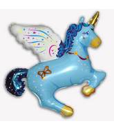 43" Magical Unicorn Blue Balloon