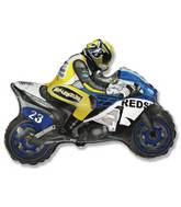 36" Moto Racing Bike Blue and Yellow Balloon