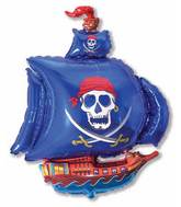 36" Pirate Ship Blue Foil Balloon