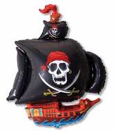 36" Pirate Ship Black Foil Balloon