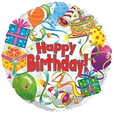 18" Happy Birthday Cake Horns and Presents