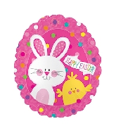 20" Happy Easter Bunny & Chick Foil Balloon