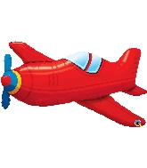 36" Red Vintage Airplane Foil Balloon