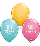 11" Bonne Fête Maman Petits Pois Latex Balloons 50 Count