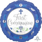 18" Communion Day Boy Blue Mylar Balloon