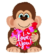 22" I Love You Holding Roses Monkey Foil Balloon