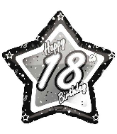 18" Black & Silver "18" Birthday Foil Balloon