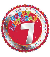 18" Children's Milestone "7" Happy Birthday Foil Balloon