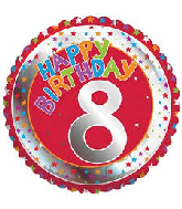 18" Children's Milestone "8" Happy Birthday Foil Balloon