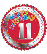 18" Children's Milestone "11" Happy Birthday Foil Balloon
