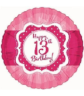18" Perfect Pink "13" Happy Birthday Foil Balloon