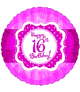 18" Perfect Pink "16" Happy Birthday Foil Balloon