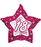 18" Pink & Silver "18" Happy Birthday Foil Balloon