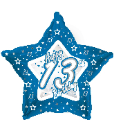 18" Blue & Silver "13" Happy Birthday Foil Balloon