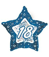 18" Blue & Silver "18" Happy Birthday Foil Balloon