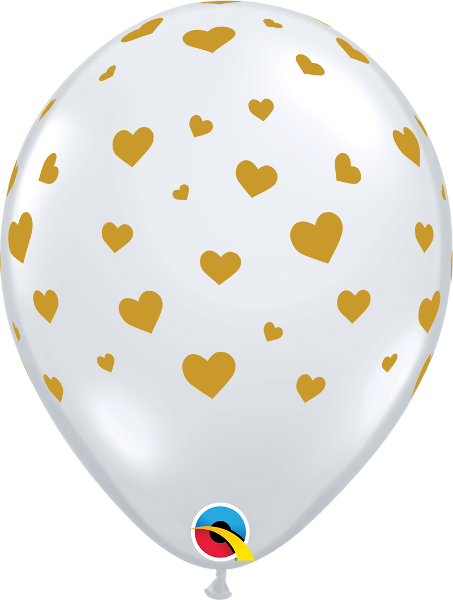 11" Random Hearts Diamond Clear (50 Per Bag) Latex Balloons