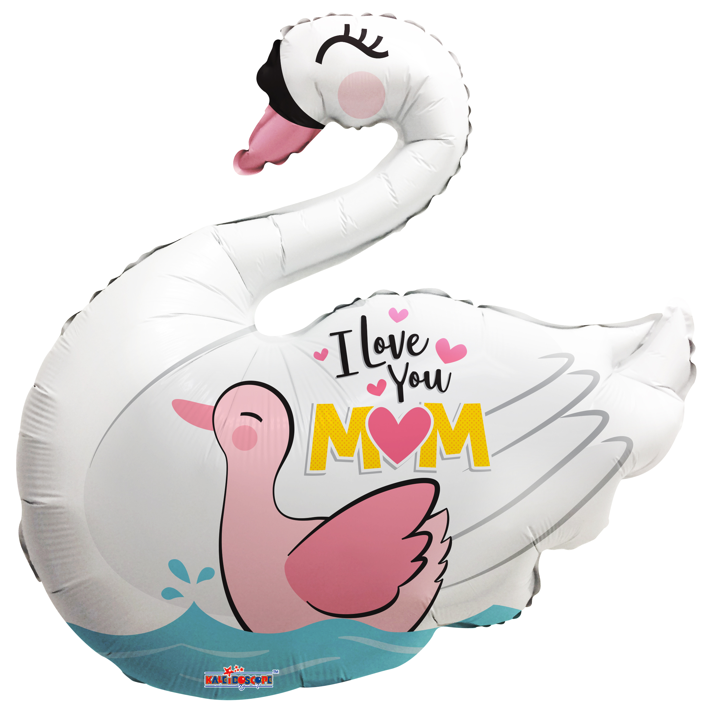 28" I Love You Mom Swan Shape Foil Balloon