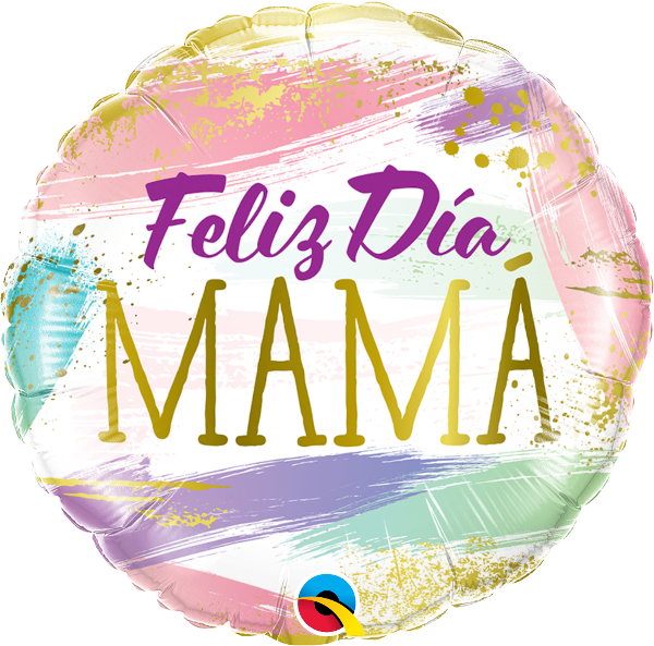 18 Round Feliz Dia Mama Color Swashes Foil Balloon Spanish Bargain Balloons Mylar