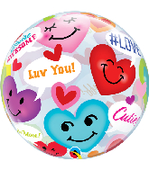 22" Round Conversation Smiley Hearts Bubble Balloon