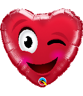 18" Heart Smiley Wink Heart Foil Balloon