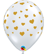 11" Random Hearts Diamond Clear (50 Per Bag) Latex Balloons