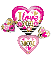 36" I Love You Mom Many Hearts Shape Foil Balloon
