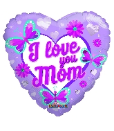 18" I Love You Mom Butterflies And Flowers Foil Balloon