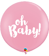 36" Oh Baby! Pink (2 Per Bag) Latex Balloons