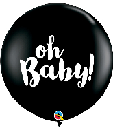 36" Oh Baby! Onyx Black (2 Per Bag) Latex Balloons