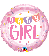 18" Round Baby Girl Banner & Dots Foil Balloon