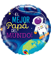 18" Round Mejor Papa Astronaut Foil Balloon (Spanish)