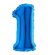 7" Airfill (requires heat sealing) Number Balloon 1 Blue