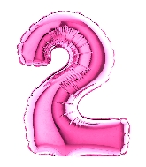 7" Airfill (requires heat sealing) Number Balloon 2 Fuschia