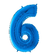 26" Midsize Foil Shape Balloon Number 6 Blue