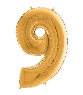 26" Midsize Foil Shape Balloon Number 9 Gold
