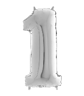 26" Midsize Foil Shape Balloon Number 1 Silver