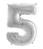 26" Midsize Foil Shape Balloon Number 5 Silver