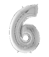 26" Midsize Foil Shape Balloon Number 6 Silver
