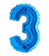 7" Airfill (requires heat sealing) Number Balloon 3 Blue