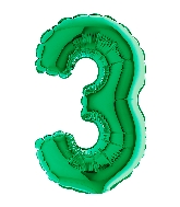7" Airfill (requires heat sealing) Number Balloon 3 Green