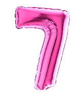 7" Airfill (requires heat sealing) Number Balloon 7 Fuschia