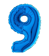 7" Airfill (requires heat sealing) Number Balloon 9 Blue