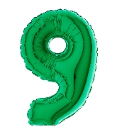 7" Airfill Only (requires heat sealing) Number Balloon 9 Green