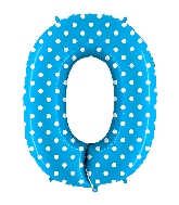 40" Foil Shape Balloon Number 0 Baby Blue Dots