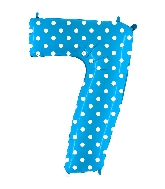 40" Foil Shape Balloon Number 7 Baby Blue Dots