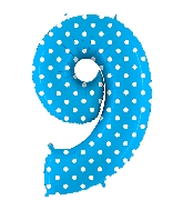 40" Foil Shape Balloon Number 9 Baby Blue Dots