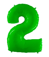 40" Foil Shape Balloon Number 2 Fluorescence Lime