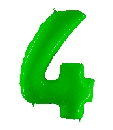 40" Foil Shape Balloon Number 4 Fluorescence Lime